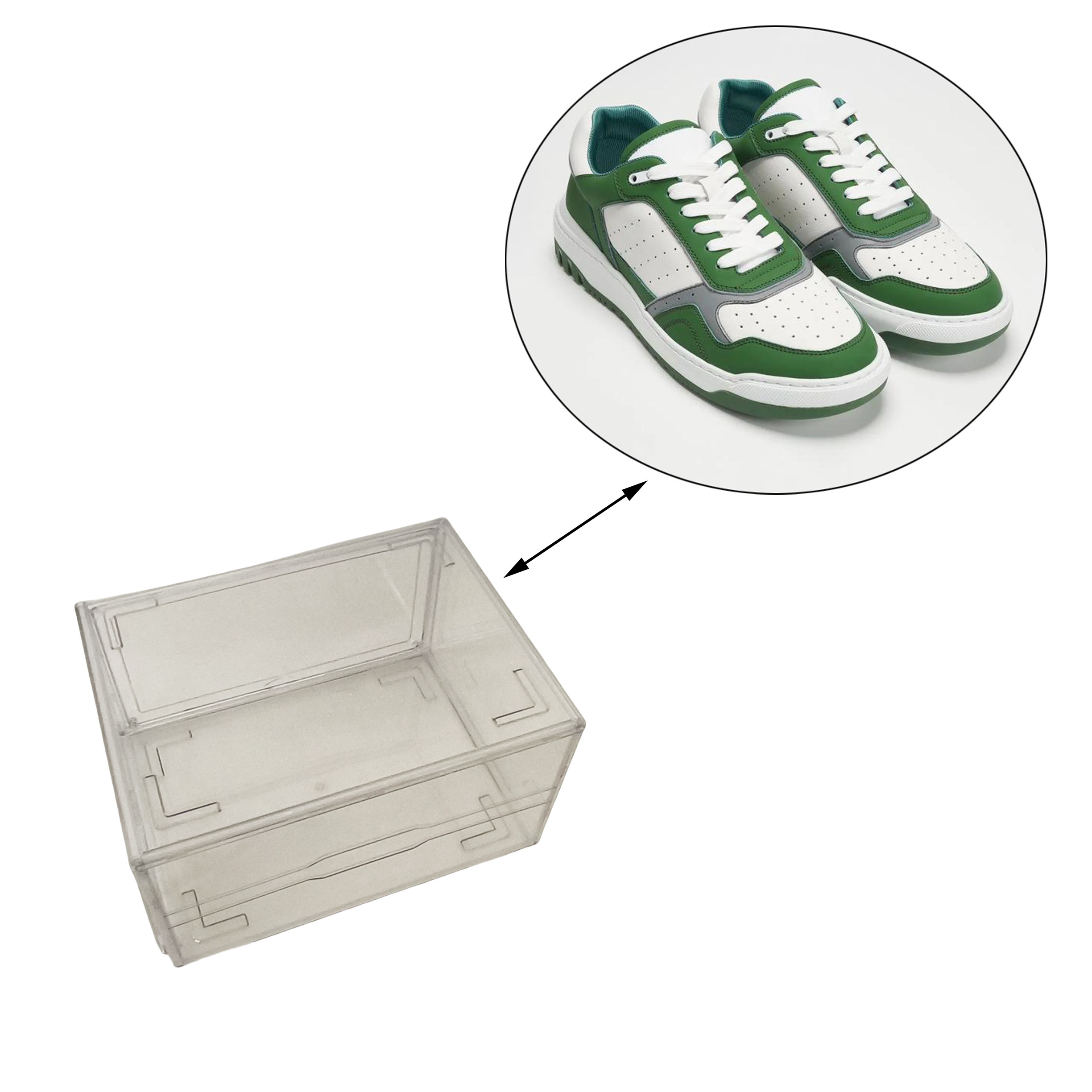 Custom Logo Clear Acrylic Magnetic Shoe Box Foldable Transparent Drop Front Stackable Sneaker Organizer