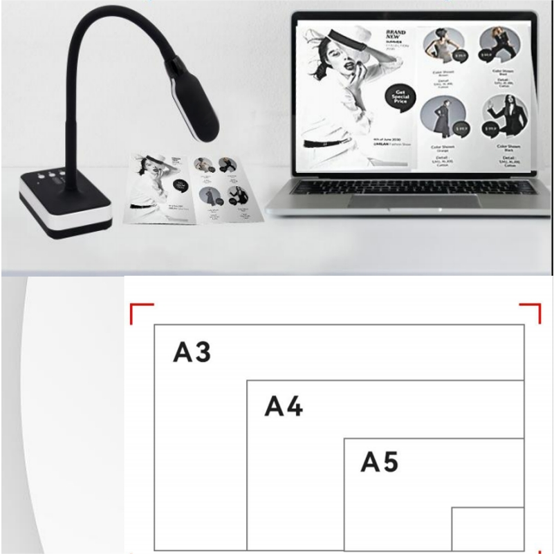 Portable Document Scanner USB 2.0 HD Document Camera Visualizer A3 /A4 Size