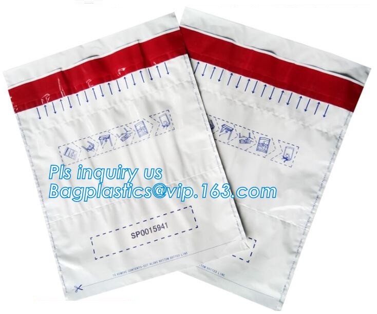Security plastic bag with adhesive tape for cash, plastic money bag, Security Money Cash Bag For Airport/Bank and police