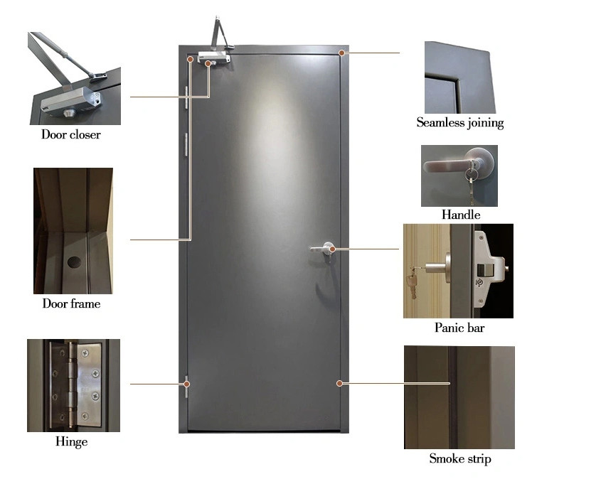 1.5h rating Security Fireproof Steel Door 2100mm Height Galvanized 120mm thick