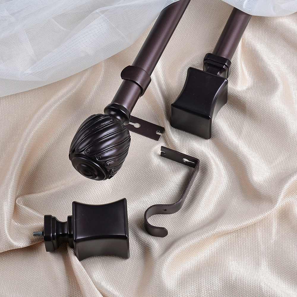 Package Carton Resin Curtain Pipe With Cylinder Shape Finials Customizable Curtain rod Finials