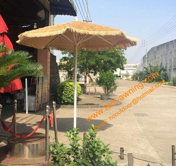 Outdoor Sunshade Aluminum Pole Grass Parasol Hawaii Umbrella Waterproof Straw