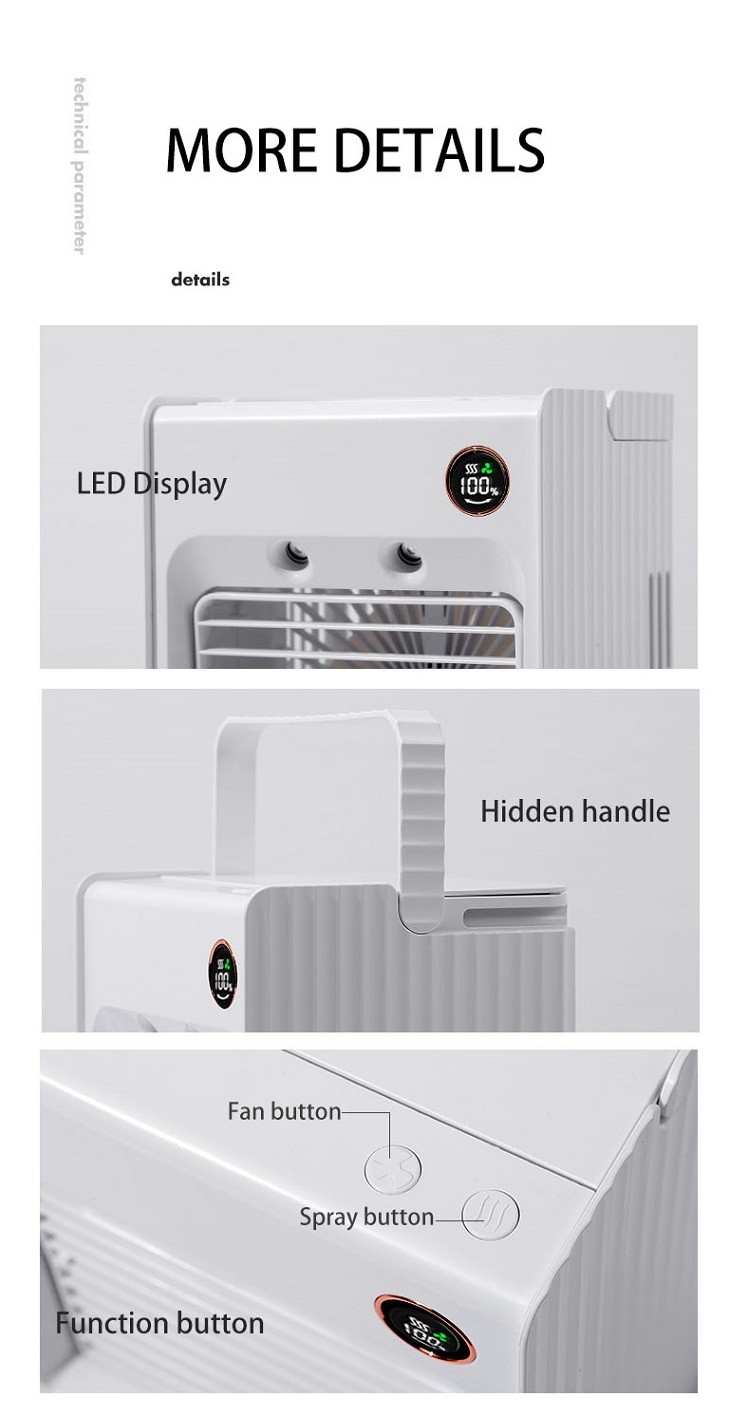 Colorful 5V Usb Portable Mini Air Conditioner 4000mAh PCB Cooling Fan
