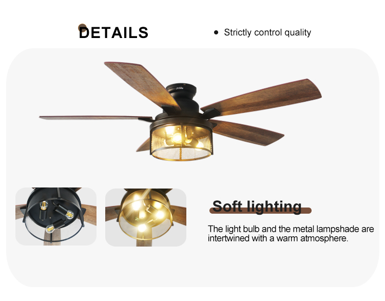 2- 110-240V/50Hz-60Hz Lighting Ceiling Fan with Remote Control and Fancy Iron Design