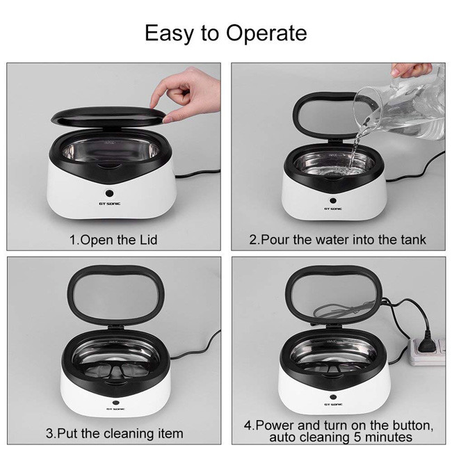 Household Ultrasonic Bath Cleaner 40kHz 600ml Portable 35W 5 Min Shut - Off