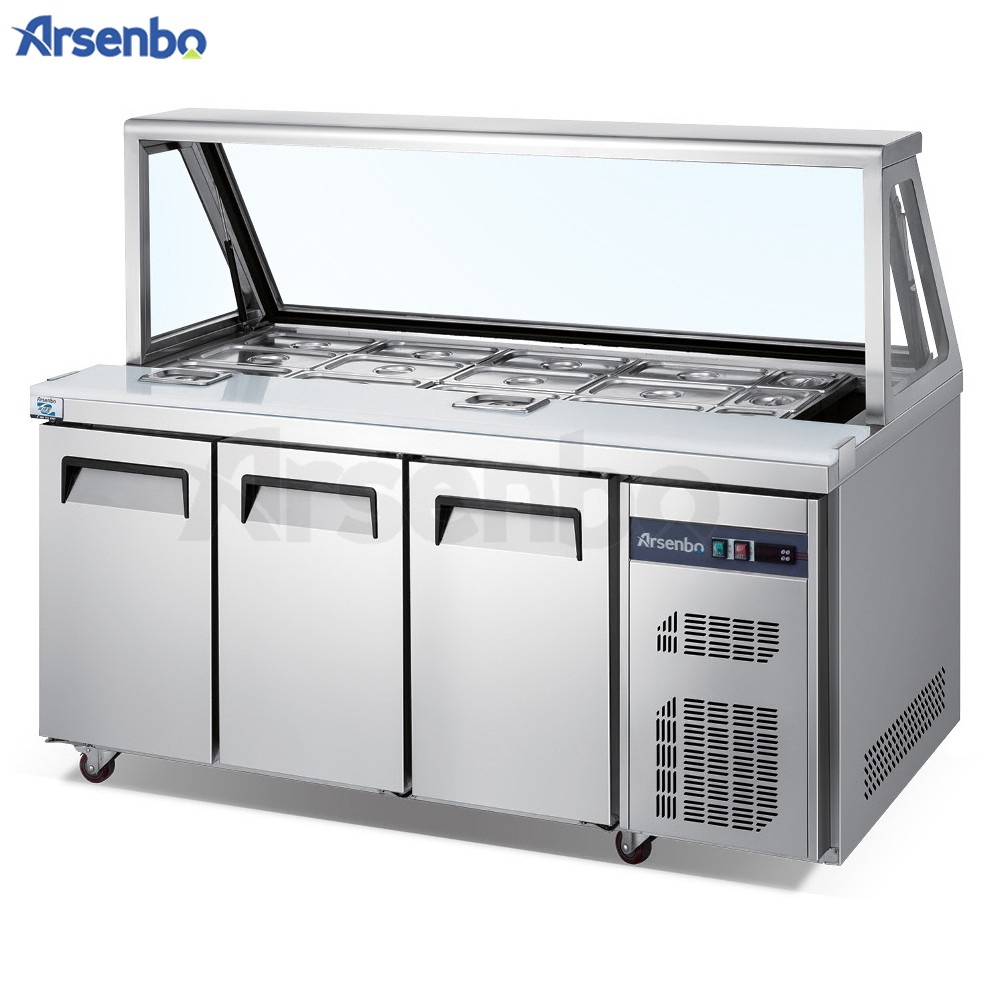 500L Prep Table Commercial Restaurant Refrigerator SUS201 310W With Glass Top Door