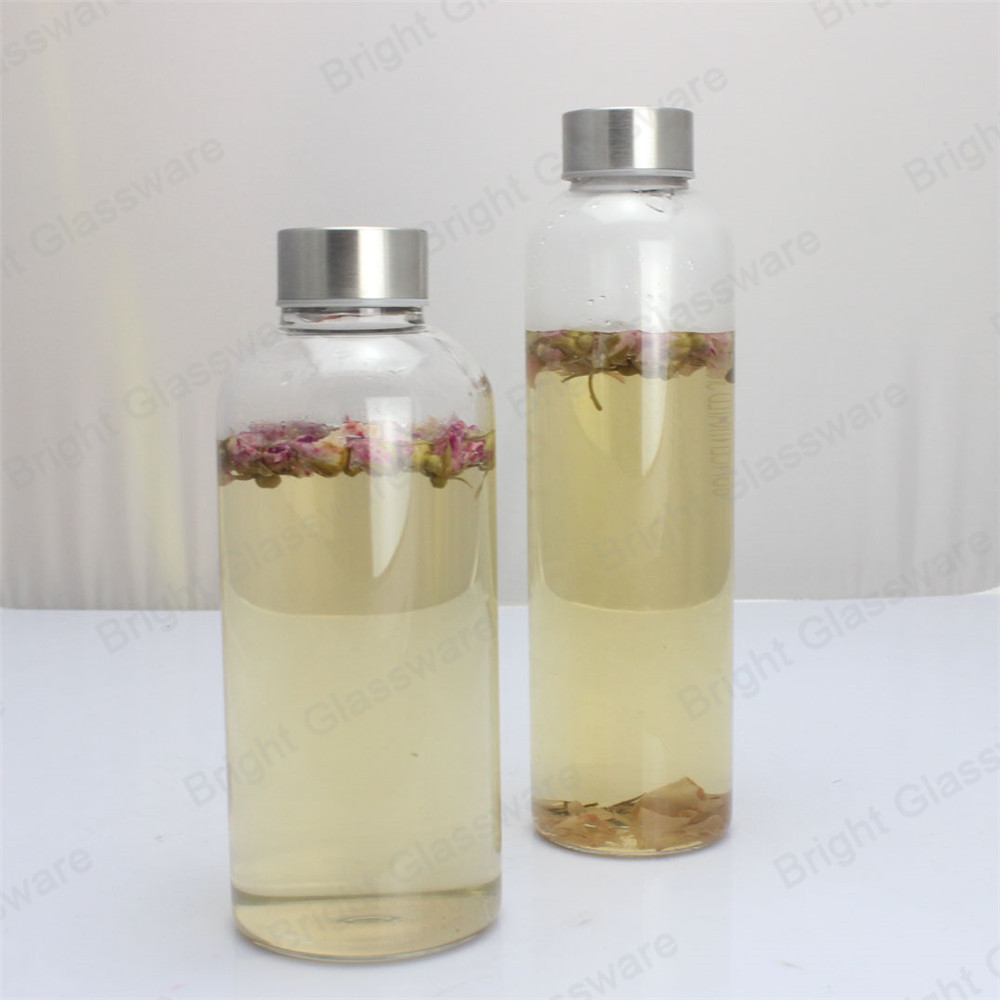 Hot sale 100ml-1000ml High borosilicate glass water bottle with lid
