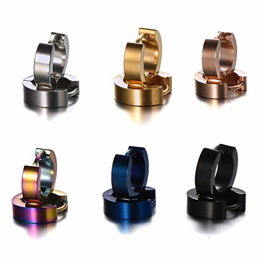 Stainless Steel Small Hoop Earrings Set Clip On Earrings Set for Men Women Huggie Earrings Non-Piercing