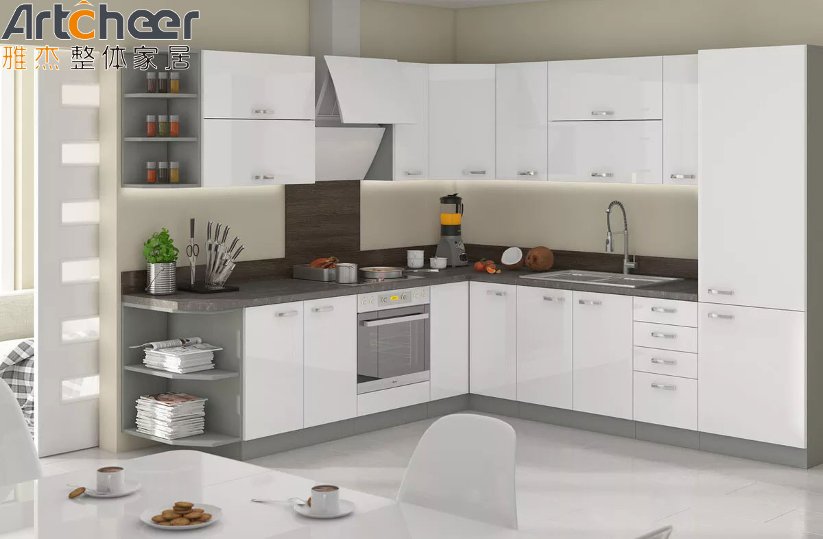 Villa Kitchen Granite Top Cupboard with Beveled Edge Countertop and E0 Grade Material