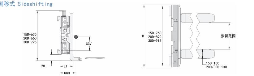 3 Ton Forklift Side Shifter Attachments 1220mm Fork