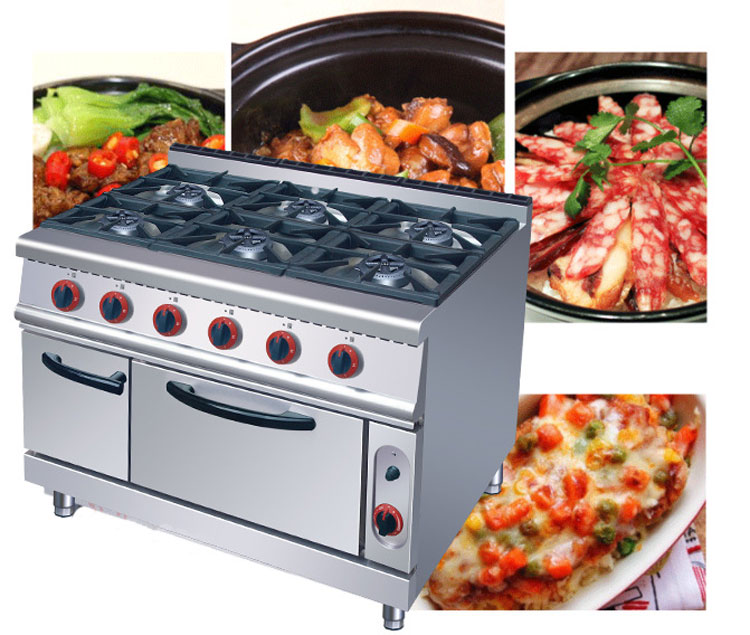 Commercial 6 Burners Gas Oven Range Stove 220KG Capacity and Voltage V LPG2800PA