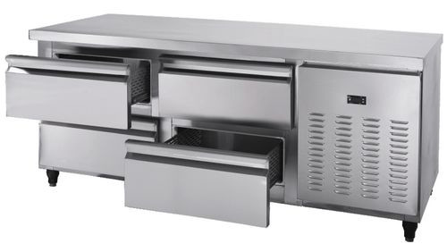 Stainless Steel Commercial Kitchen Worktable Pizza Salad Freezer Table Refrigerator For Industrial Hotel / Restaurant