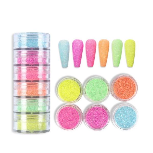 Polyester Glitter Heart Neon Phosphor Powder Nail Glitter Powder Manufactures