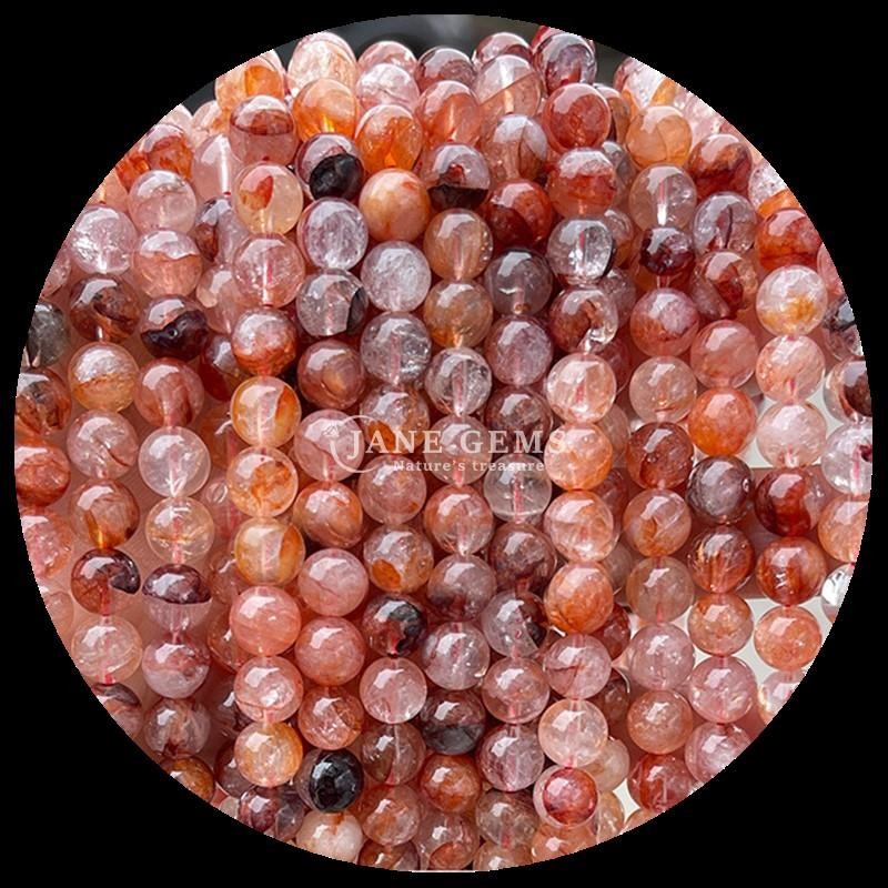 Round Gemstone Fire Quartz Smoky Quartz Bead Strands in Assorted Colors for DIY Jewelry Crafting