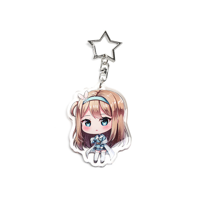 Custom Clear Printed Double Glitter Epoxy Resin Acrylic Charms Keychain for Gift