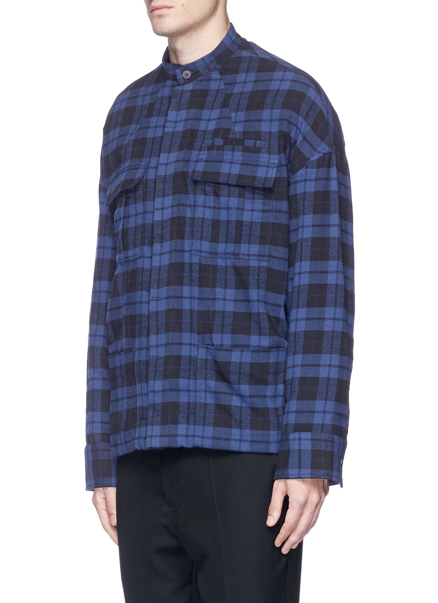 Leisure Style Plaid Shirt Flannel Jacket