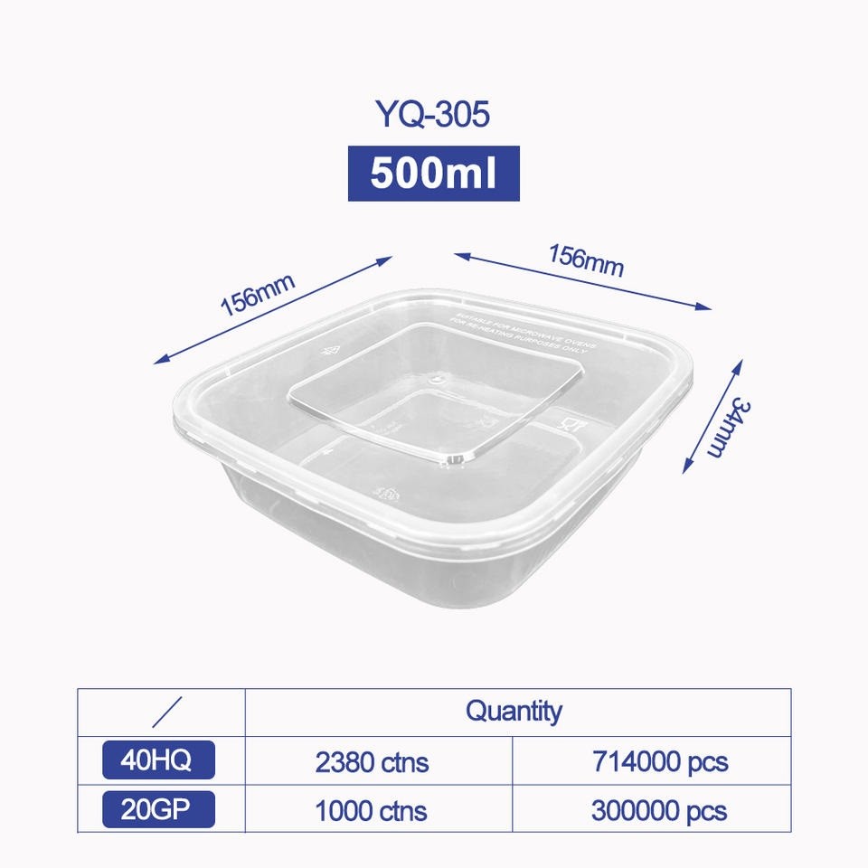 Disposable Microwave Safe PP Injection Restaurant Take Away Container Camping Food Container Meal Bento Box With Lid