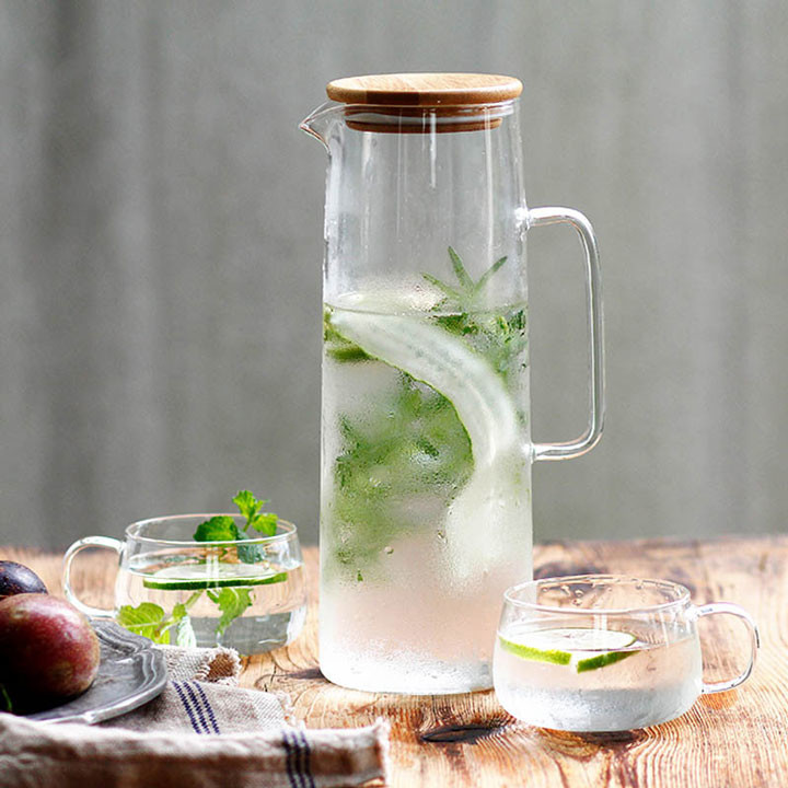 1L Transparent Glass Heat Resistant Beverage Juice Cold Kettle Kitchen Tools