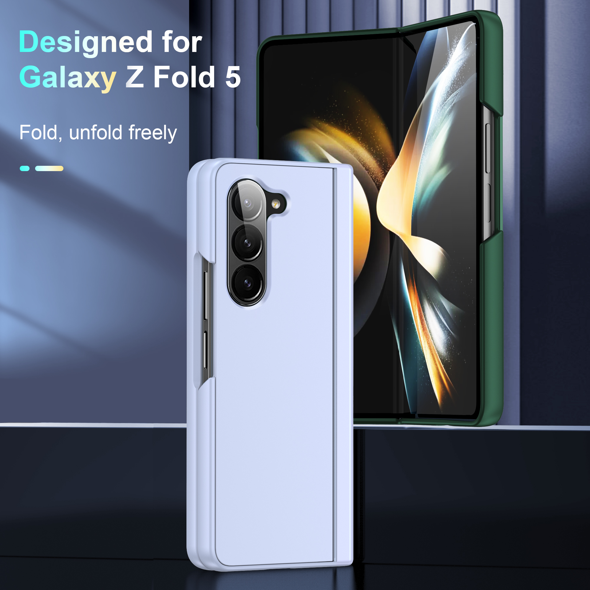 5G Fashion PC Protective Phone Case Samsung Zfold 5 With Flip Stand And Black Color