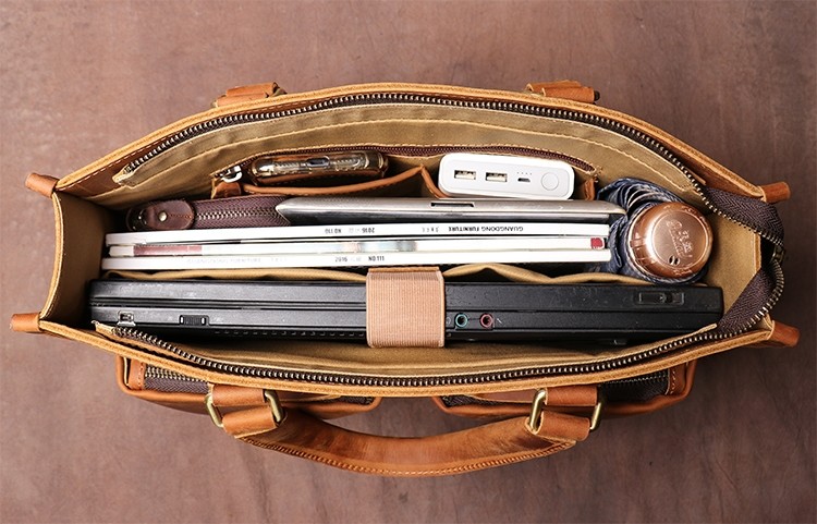 Vintage Crazy Horse Leather Briefcases For Men