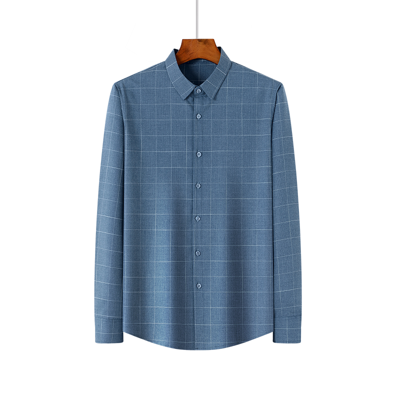 Polyester Fiber Viscose Custom Logo Men's Shirts Long Sleeve Shirt Casual with Lining
