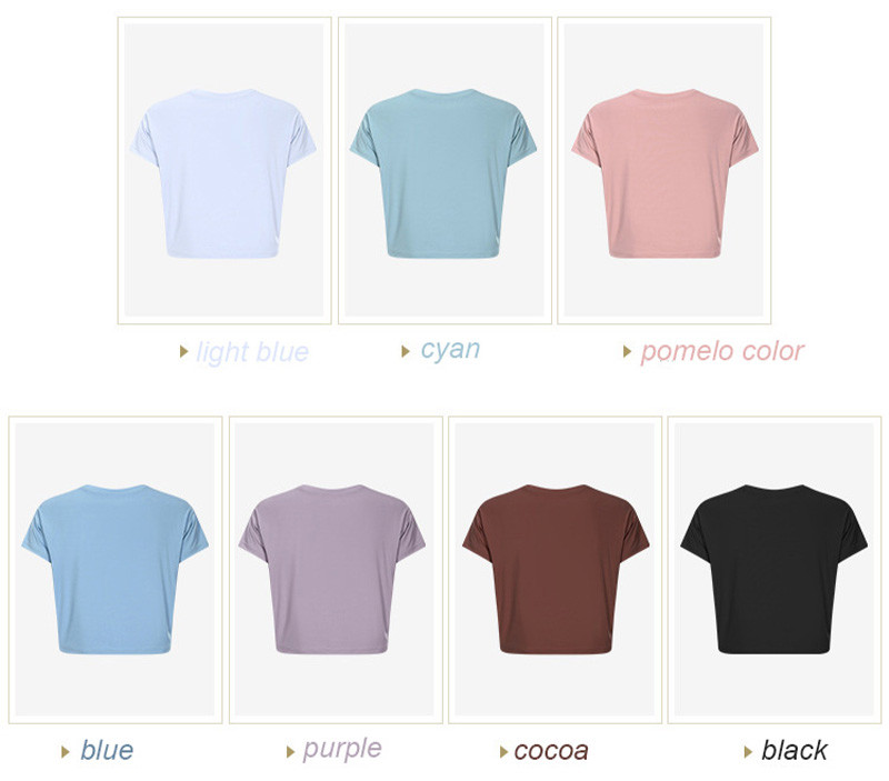 Quick Drying Loose Short Sleeve T Shirt Womens Fitting Yoga Crop Tops