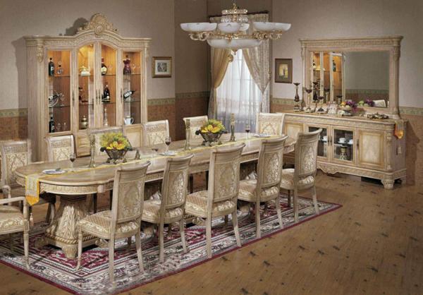 Luxurious Italian Palace Wooden Carving Dining Table Set Antique Dining Room