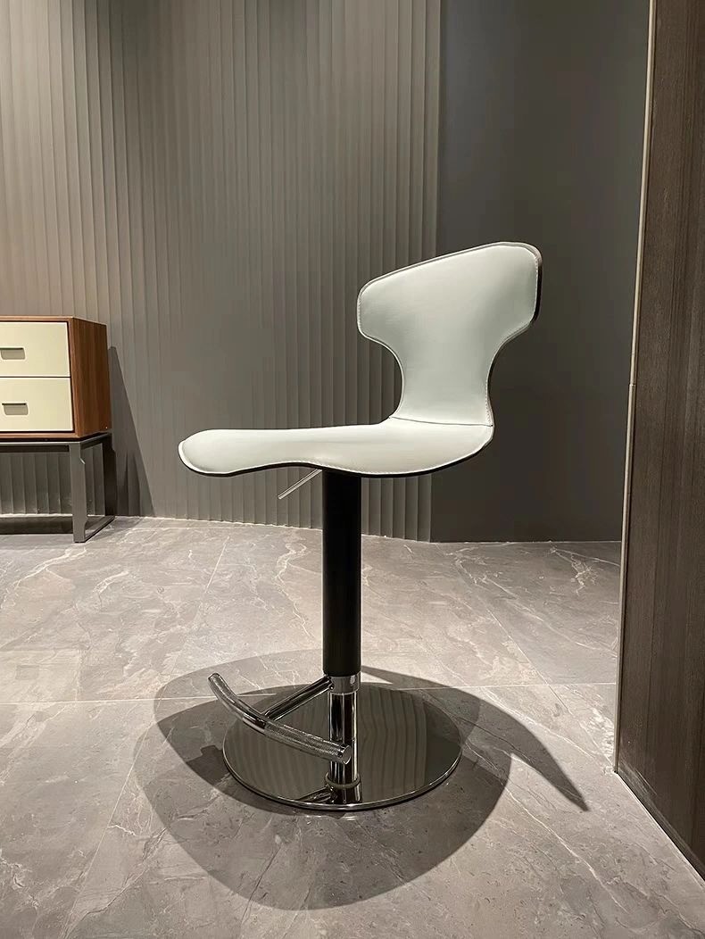 Adjustable Stylish Bar Stools Modern White Minimalist SS Base For Casual Entertainment Area