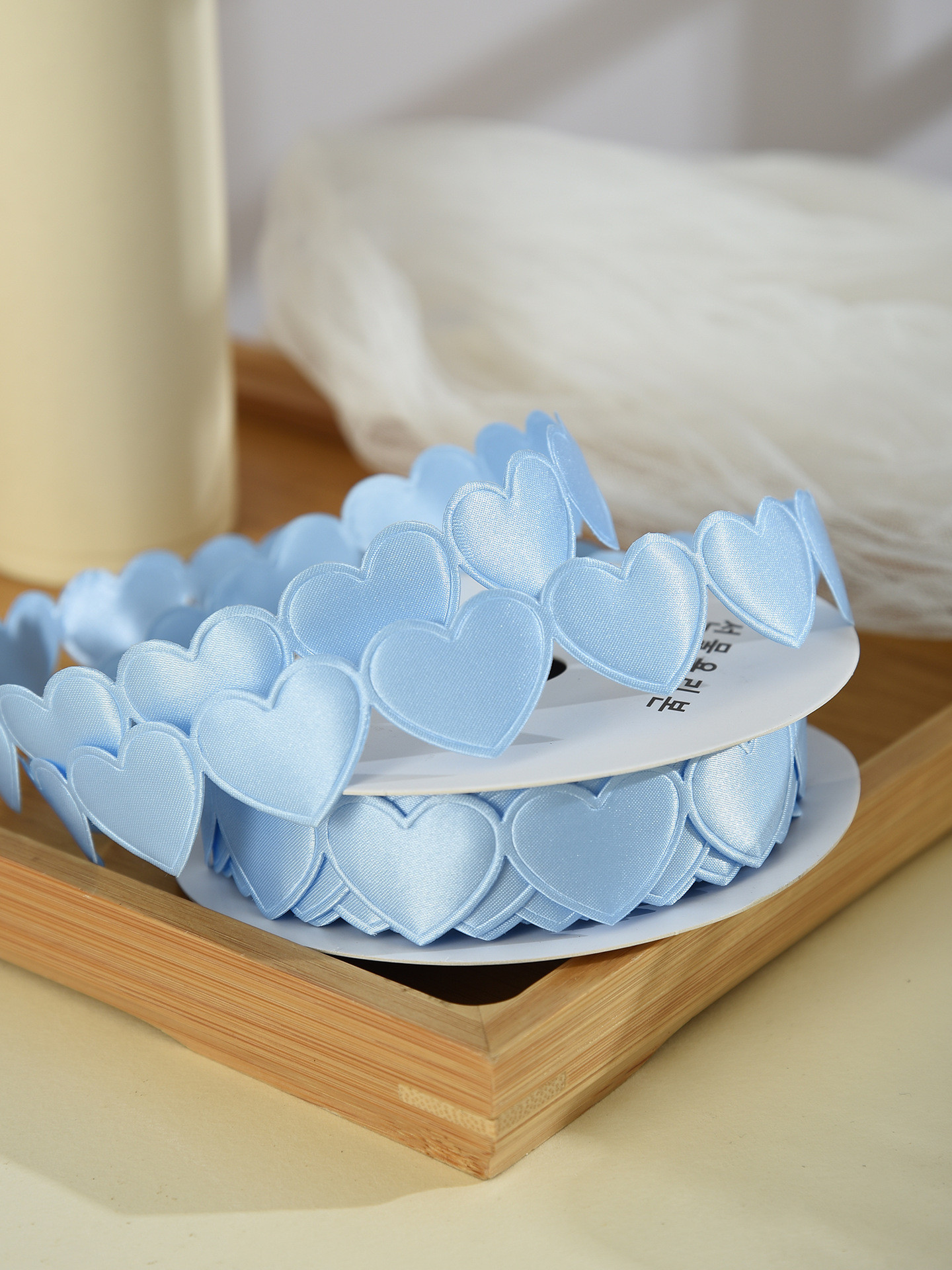 1.5cm*9m 2.5cm*9m Heart Shape Valentine's Day Polyester Gift Ribbon For Luxury Gift Packaging