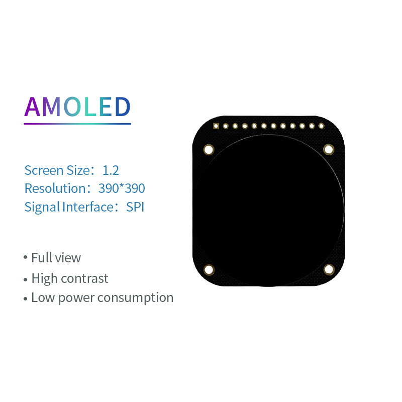 1.2 Inch Round AMOLED Oled Display 390x390 Resolution SPI Interface 350c/D IC RM69330 Touch Panel IC ZTW52
