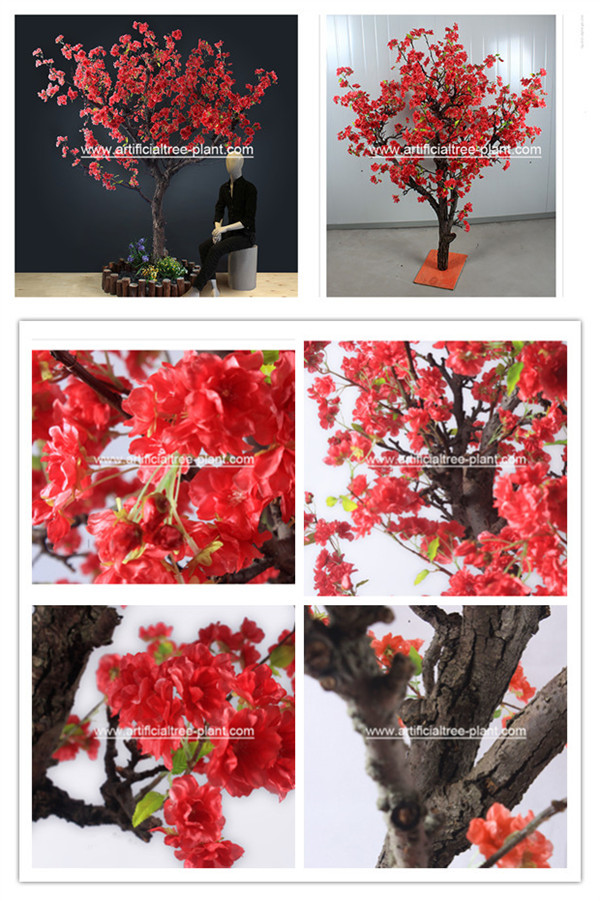 Red Flower Branches Artificial Blossom Tree For Shopping Mall 5 Years Life Time