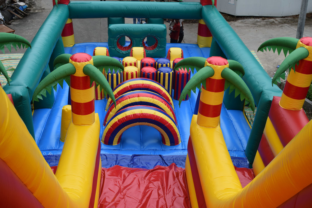 Customized Giant Inflatable Palm Tree Slides Inflatable Bouncy Castle With Slides