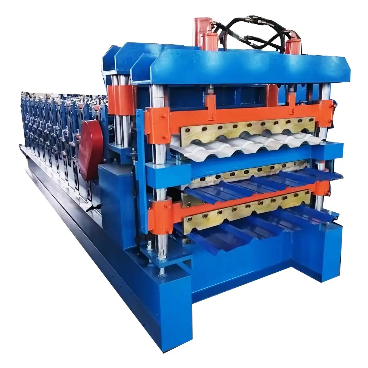 Plc control 0.3-0.6mm Double Layer Roll Forming Machine 15m/Min For Ppgi Panel Roof