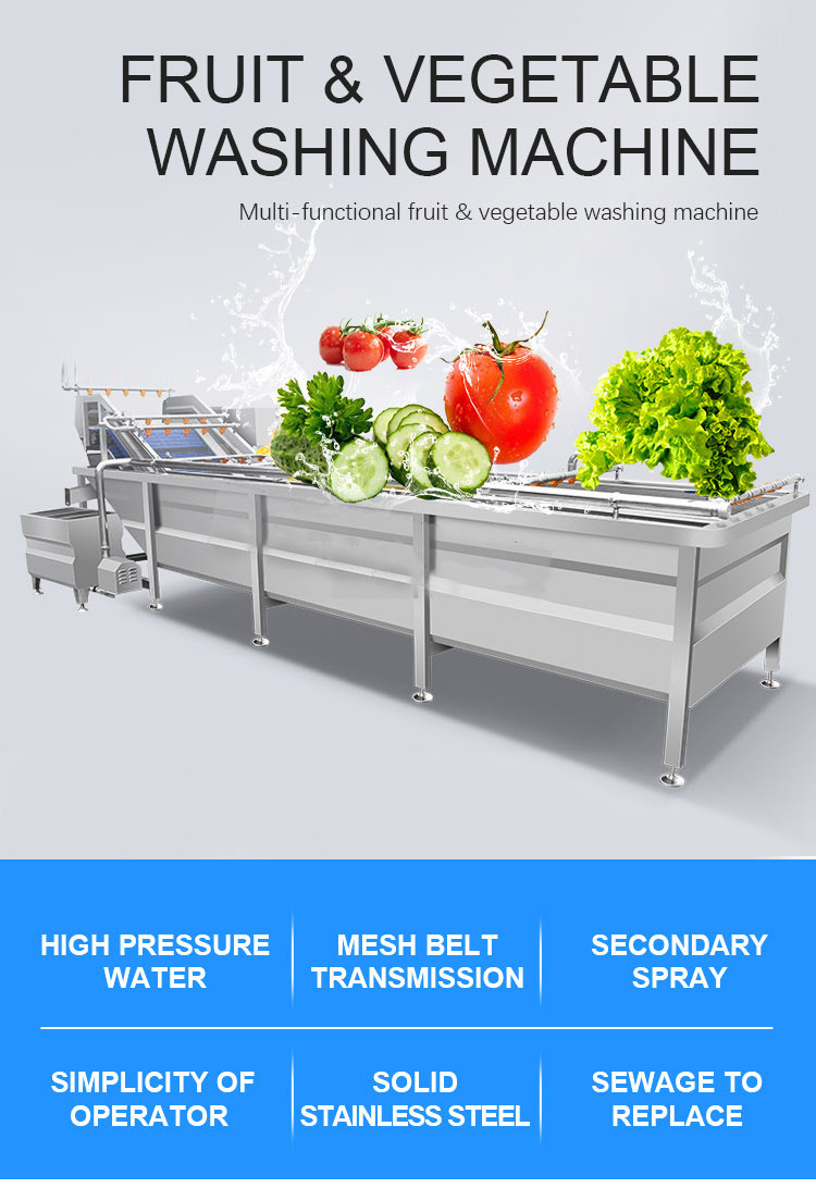 ISO9001 Fruit And Vegetable Processing Line , Air Bubble Washing Machine