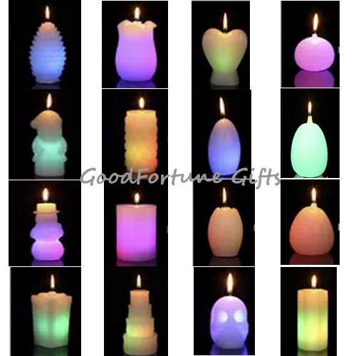 religious christmas halloween coloured Eco led glow flash candle wax