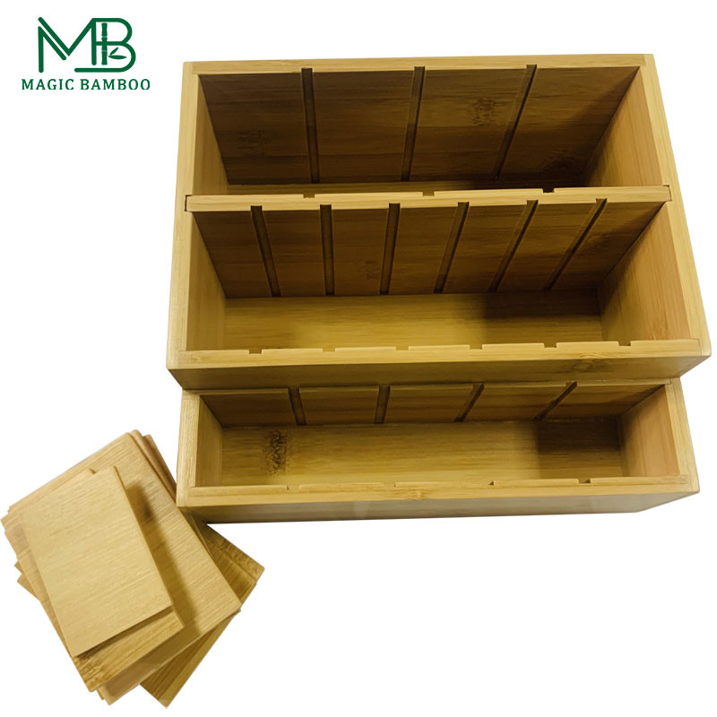 Bamboo Adjustable Multifunction Makeup Tool Storage Box