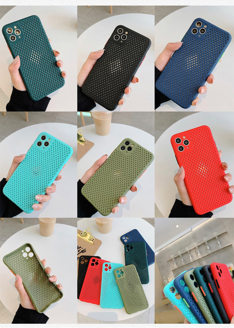 Iphone 6 7 8 Plus 11 12 Pro Max Soft Tpu Material Mesh Design Heat Dissipator Anti-Shock Phone Case