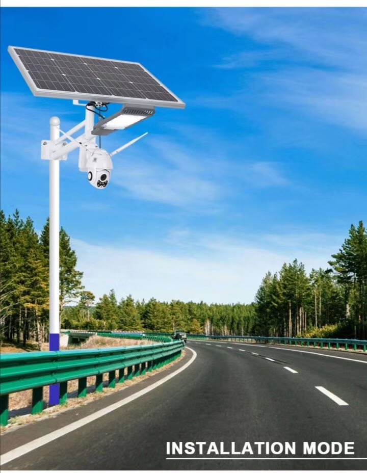 60w Gps Tracker Solar Power Light Outdoor Pathway Lighting Gps Cctv Camera All Black Luminous White