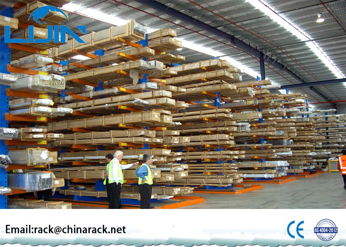 Custom Lumber Bulk Storage Racks , Roll Steel Cantilever Warehouse Racks
