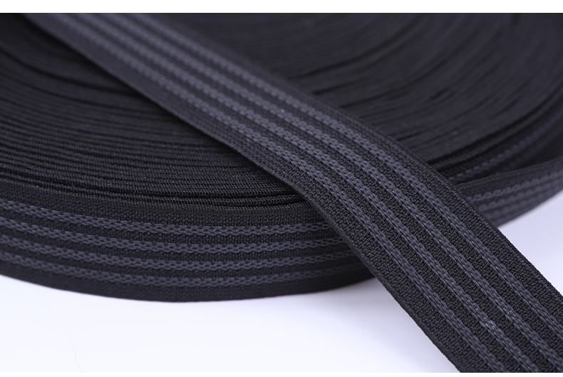 Woven Rubber Anti Slip Webbing 25mm Black Elastic Band For Sewing