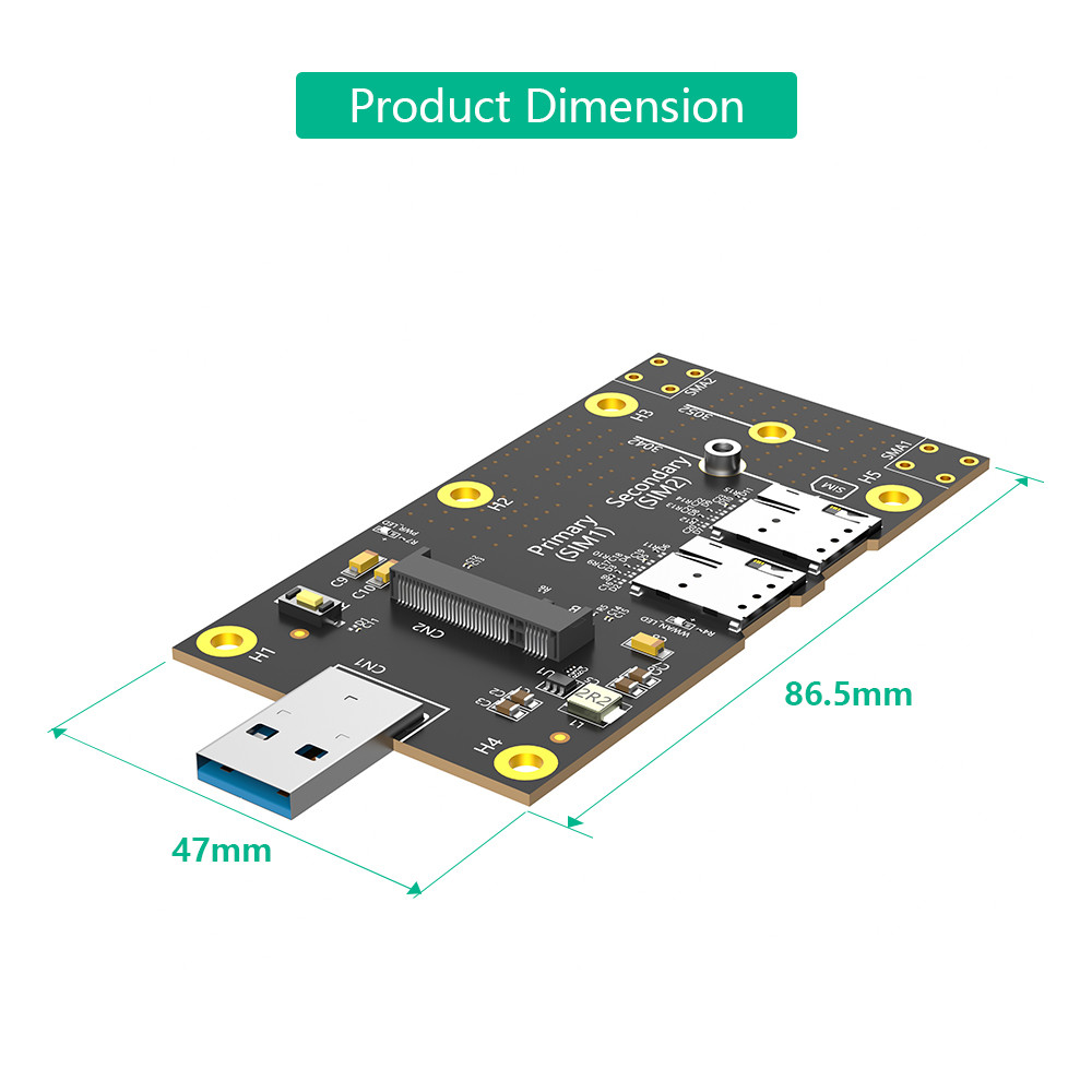 NGFF M.2 To USB 3.0 Adapter With Dual NANO SIM Card Slot For 3G / 4G / 5G Module
