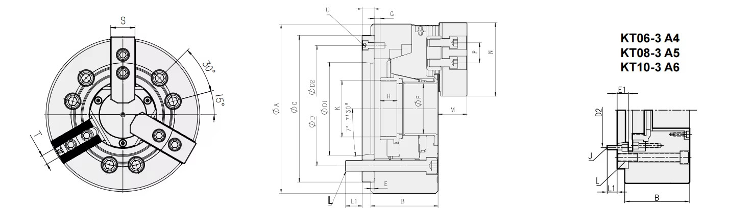 5 Inches Solid 250mm 3 Jaw Hydraulic Chuck For CNC Lathe
