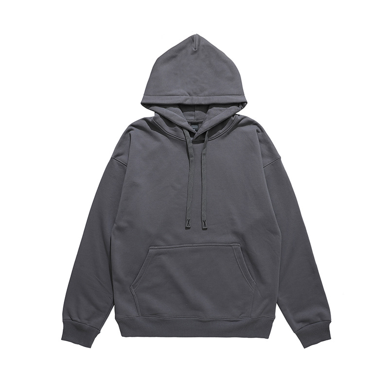 Autumn-Winter Men's Heavy Cotton Hoodie Breathable Pullover with Plain Dyed Technique
