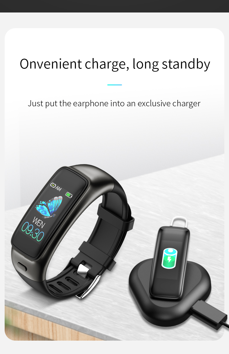 Smart 2 In 1 BT ECG Smart Watch IP67 Heart Rate Monitor Wristband