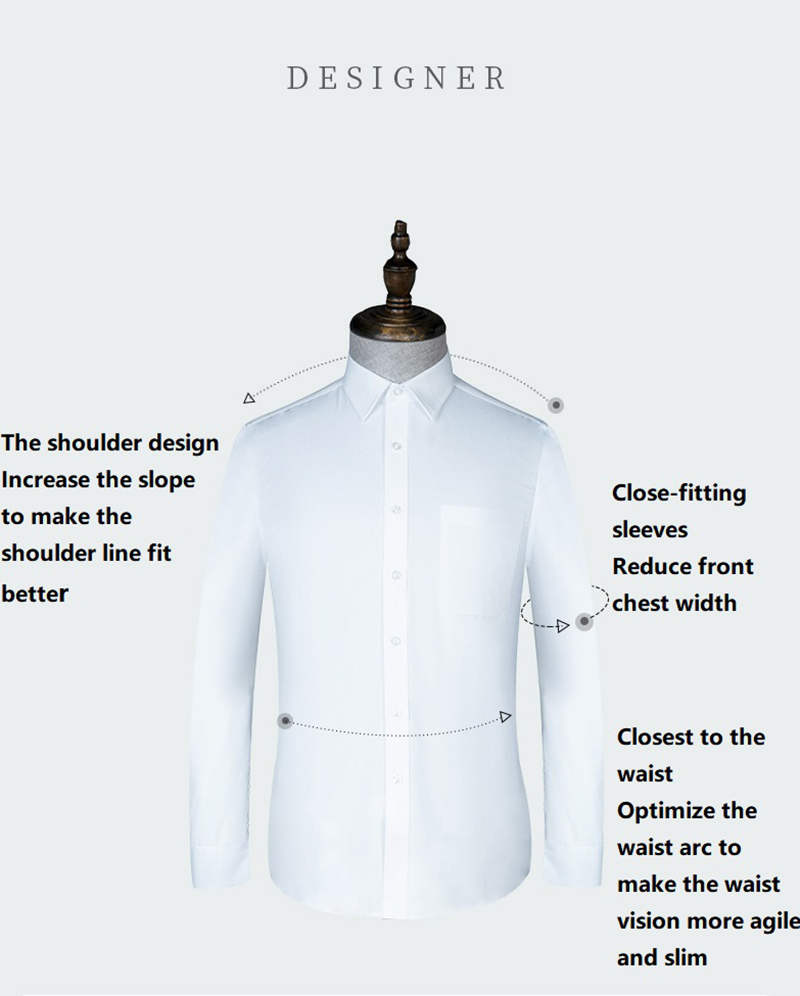 Men's Clothing Office Dress Plus Size Professional Solid Color Uniform Mens Shirts