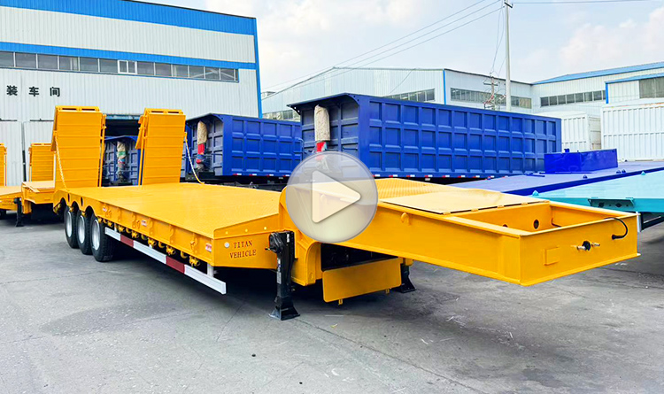 Factory Price TITAN 3 Axle Semi Lowbed Trailer Hydarulic Folding Ramp Low bed Truck Trailer for Sale