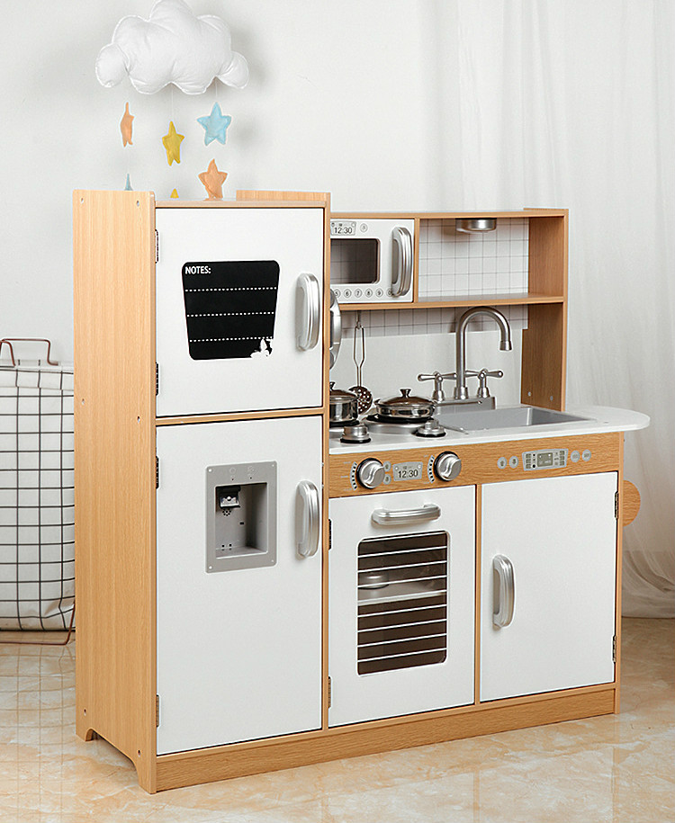 Large 82.5cm Refrigerator Wooden Miniature Kitchen Set Stove White Black