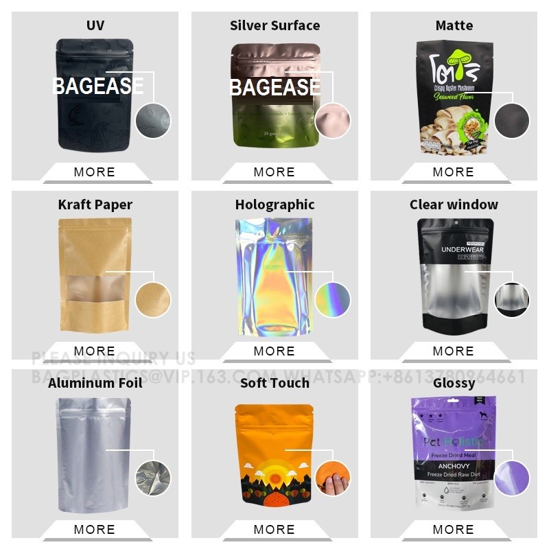 Resealable Stand Up Pouches For Long Term Storage Holographic Design Sealable Packaging