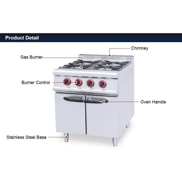 5 Star Commercial Kitchen Equipment 4 Burner Gas Stove With Cabinet