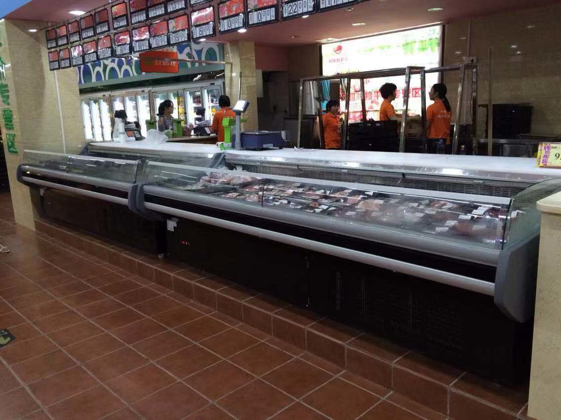 Supermarket Fresh Meat Display Freezer Stainless Steel For Restaurant